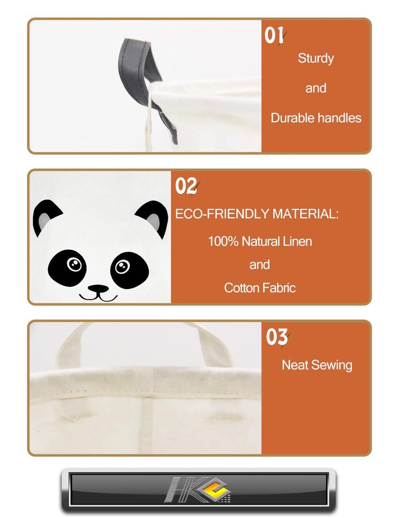 HKEC Baby Laundry Hamper,Kids Laundry Baskets,Waterproof Toy Storage Bin,Dirty Clothes Hamper for Nursery,Panda Gift Baskets,Boys Bedroom Decor(Panda) - Image 5